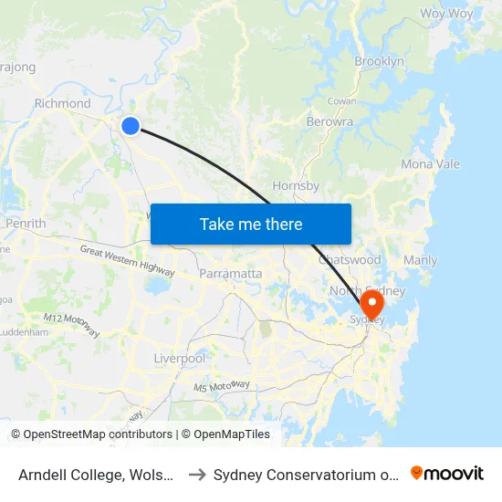 Arndell College, Wolseley Rd to Sydney Conservatorium of Music map