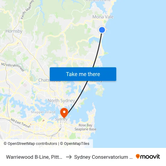 Warriewood B-Line, Pittwater Rd to Sydney Conservatorium of Music map