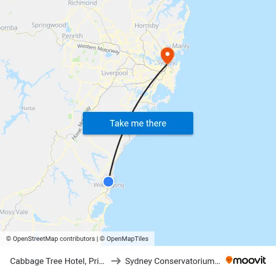 Cabbage Tree Hotel, Princes Hwy to Sydney Conservatorium of Music map