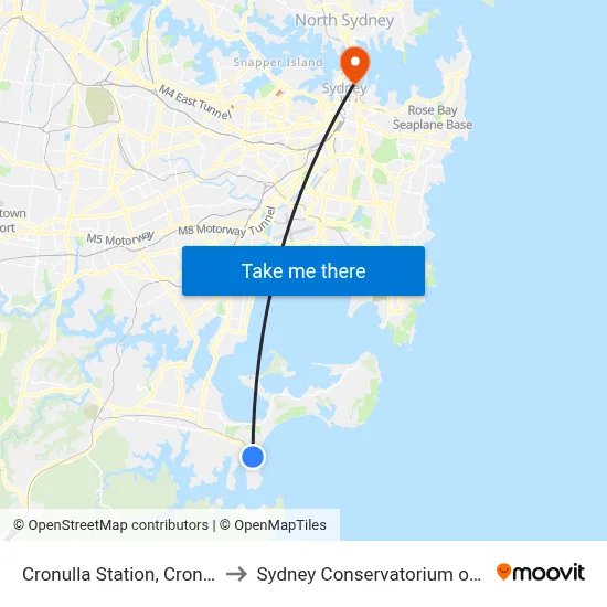 Cronulla Station, Cronulla St to Sydney Conservatorium of Music map