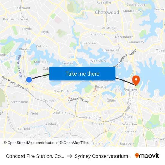 Concord Fire Station, Concord Rd to Sydney Conservatorium of Music map