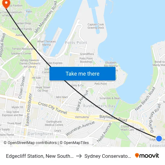 Edgecliff Station, New South Head Rd, Stand N to Sydney Conservatorium of Music map