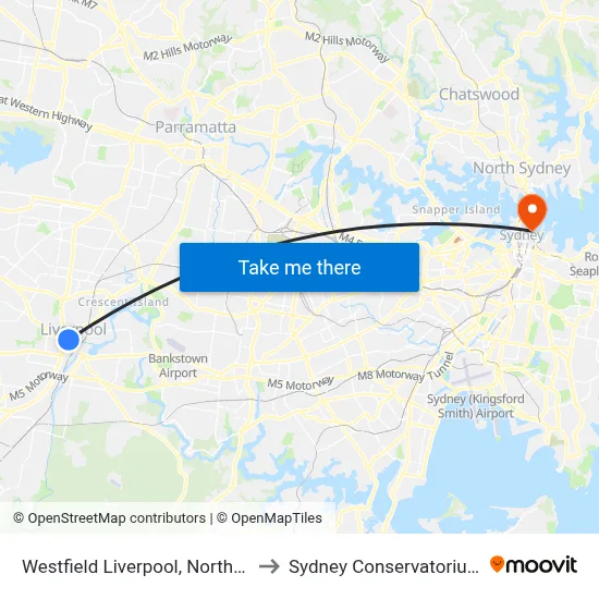 Westfield Liverpool, Northumberland St to Sydney Conservatorium of Music map