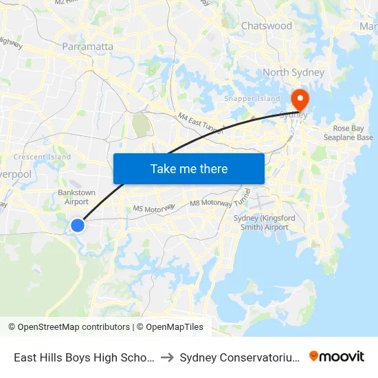 East Hills Boys High School, Lucas Rd to Sydney Conservatorium of Music map