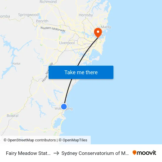 Fairy Meadow Station to Sydney Conservatorium of Music map