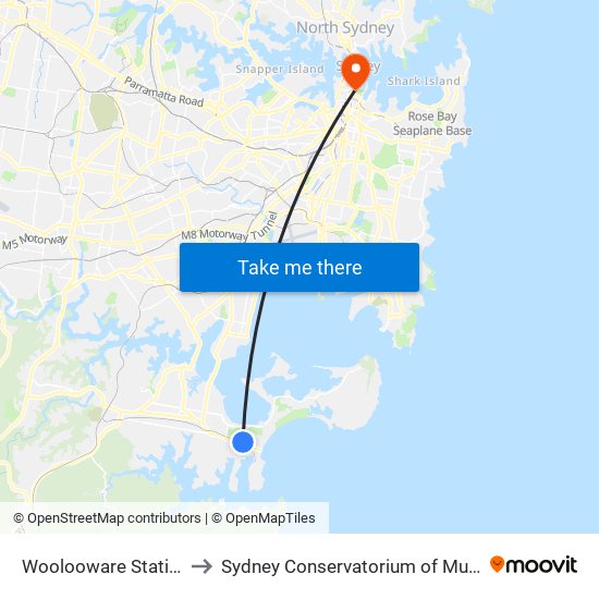 Woolooware Station to Sydney Conservatorium of Music map