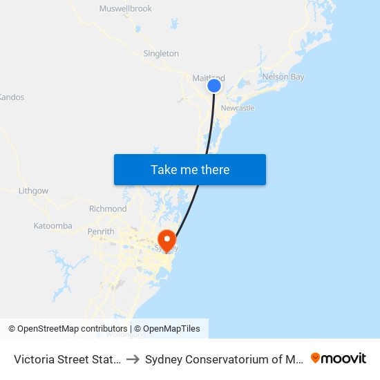 Victoria Street Station to Sydney Conservatorium of Music map