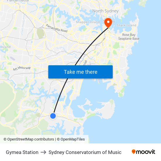 Gymea Station to Sydney Conservatorium of Music map