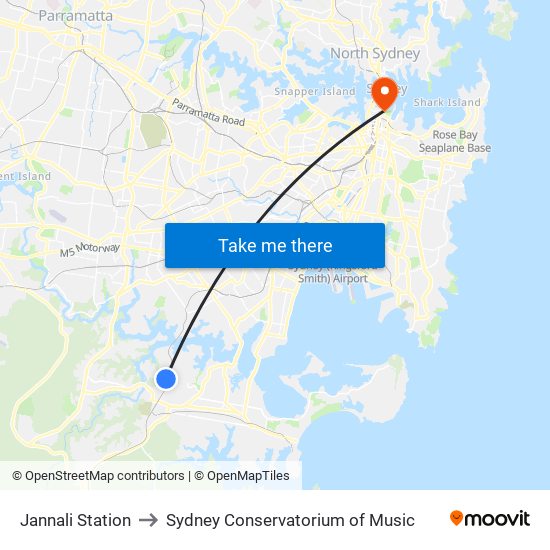 Jannali Station to Sydney Conservatorium of Music map