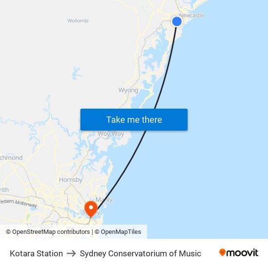 Kotara Station to Sydney Conservatorium of Music map