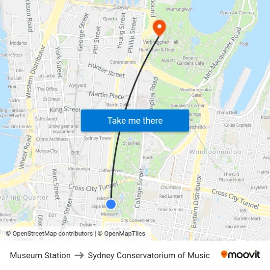 Museum Station to Sydney Conservatorium of Music map