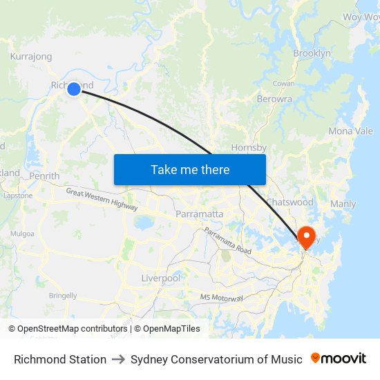 Richmond Station to Sydney Conservatorium of Music map