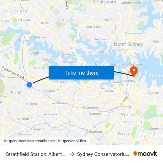 Strathfield Station, Albert Rd, Stand G to Sydney Conservatorium of Music map