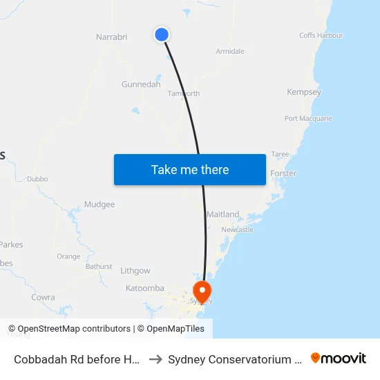 Cobbadah Rd before Horton Rd to Sydney Conservatorium of Music map
