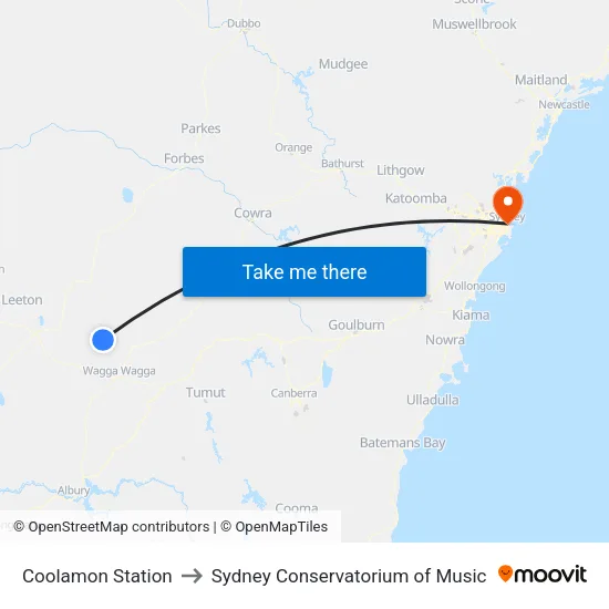Coolamon Station to Sydney Conservatorium of Music map