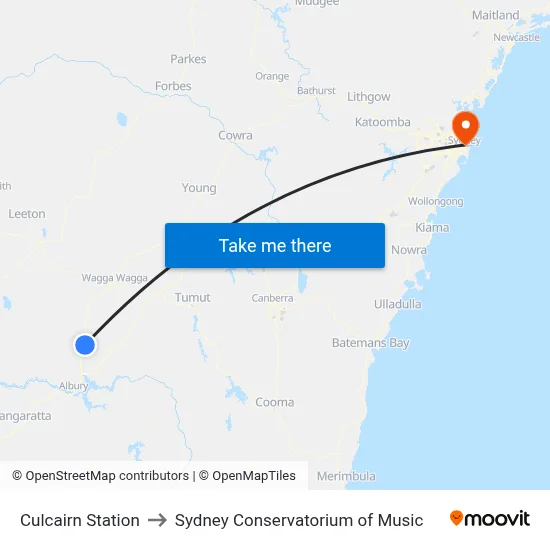 Culcairn Station to Sydney Conservatorium of Music map