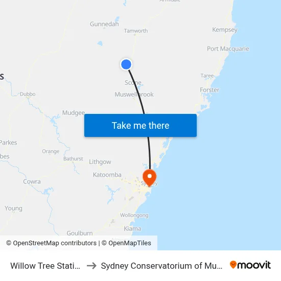 Willow Tree Station to Sydney Conservatorium of Music map
