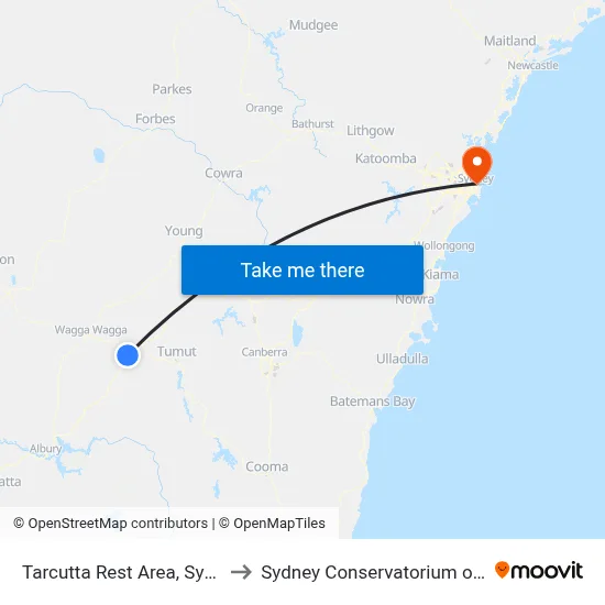 Tarcutta Rest Area, Sydney St to Sydney Conservatorium of Music map