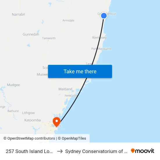 257 South Island Loop Rd to Sydney Conservatorium of Music map