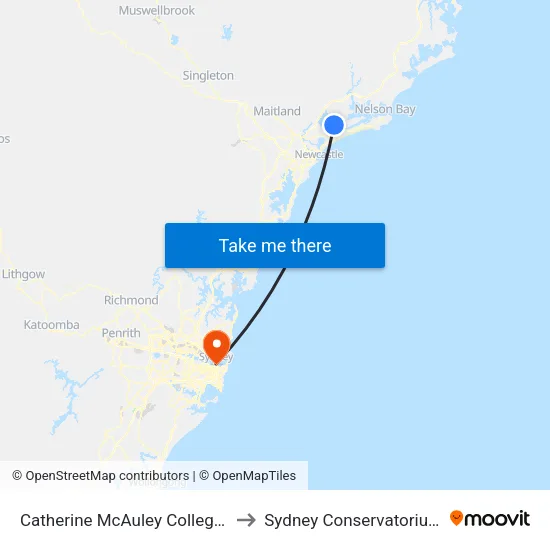 Catherine McAuley College, Bus Stop B to Sydney Conservatorium of Music map