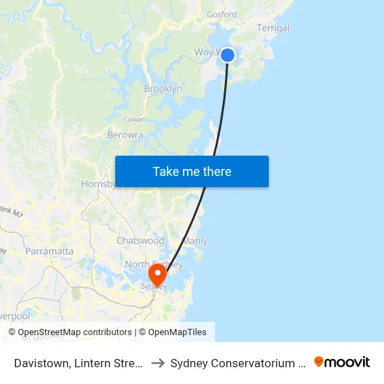 Davistown, Lintern Street Wharf to Sydney Conservatorium of Music map