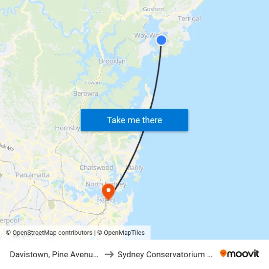 Davistown, Pine Avenue Wharf to Sydney Conservatorium of Music map