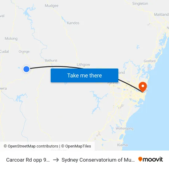 Carcoar Rd opp 900 to Sydney Conservatorium of Music map