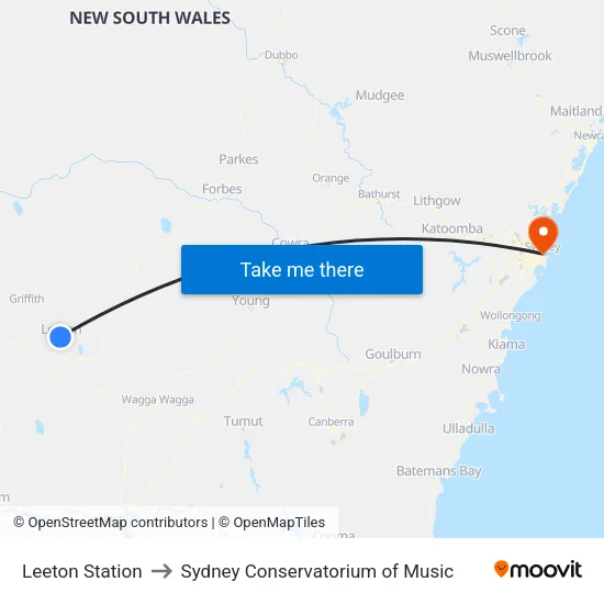 Leeton Station to Sydney Conservatorium of Music map