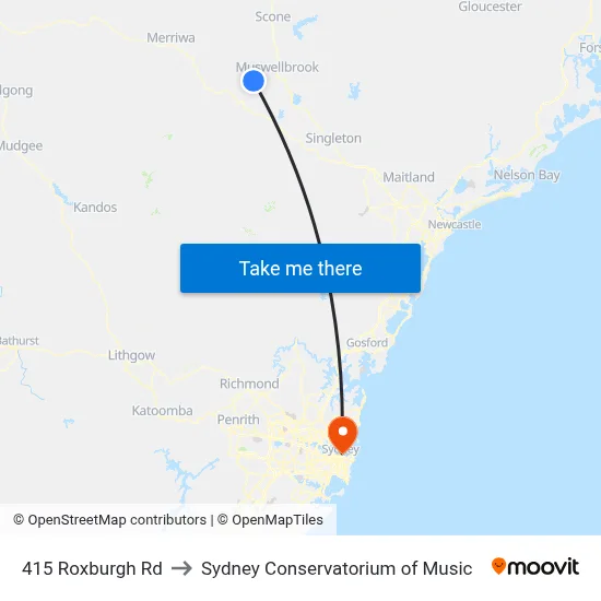 415 Roxburgh Rd to Sydney Conservatorium of Music map