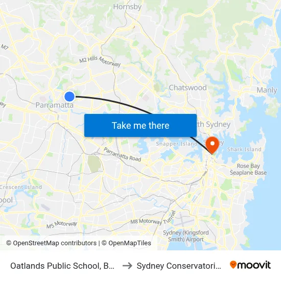 Oatlands Public School, Belmore St East to Sydney Conservatorium of Music map