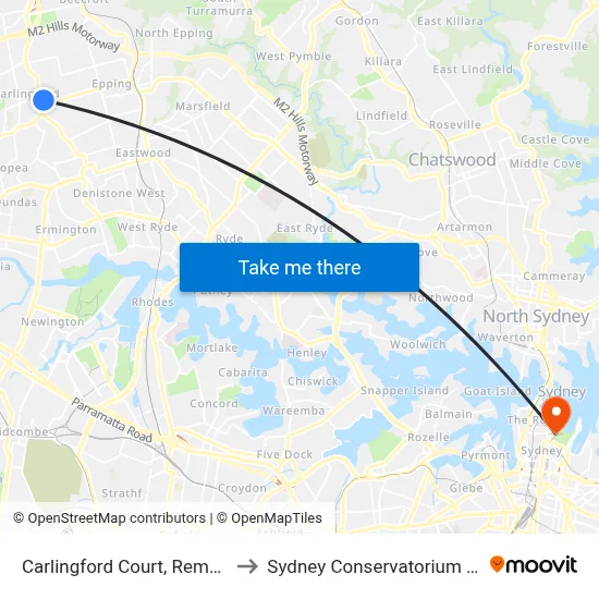 Carlingford Court, Rembrandt St to Sydney Conservatorium of Music map