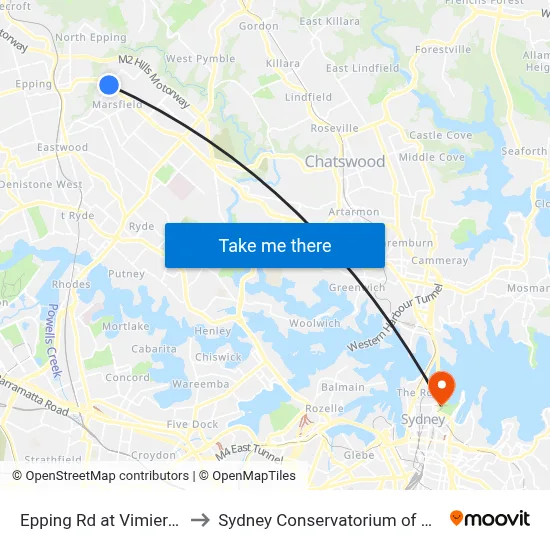 Epping Rd at Vimiera Rd to Sydney Conservatorium of Music map