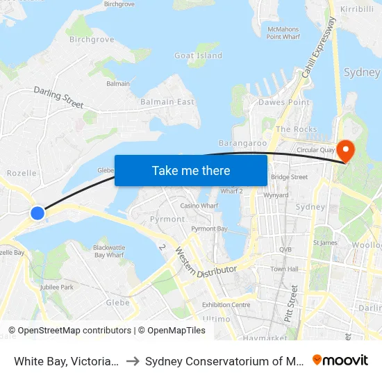 White Bay, Victoria Rd to Sydney Conservatorium of Music map