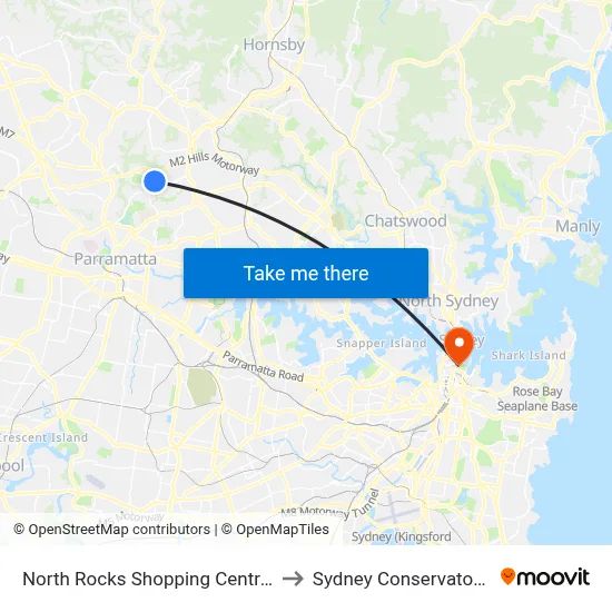 North Rocks Shopping Centre, North Rocks Rd to Sydney Conservatorium of Music map