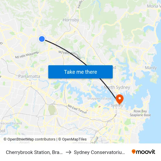 Cherrybrook Station, Bradfield Pde to Sydney Conservatorium of Music map