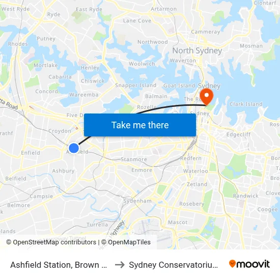 Ashfield Station, Brown St, Stand C to Sydney Conservatorium of Music map