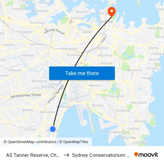 AS Tanner Reserve, Chuter Ave to Sydney Conservatorium of Music map