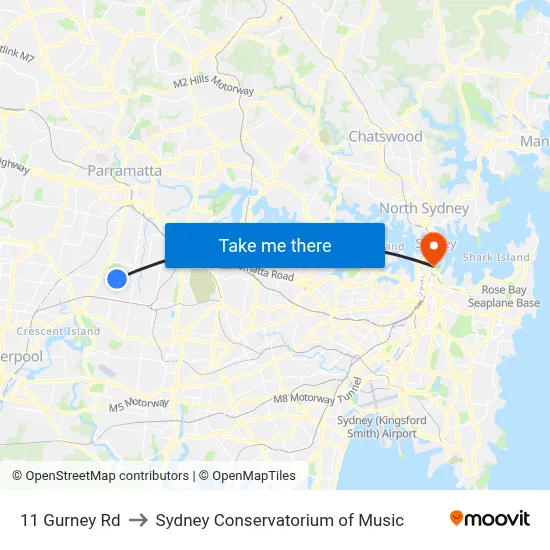 11 Gurney Rd to Sydney Conservatorium of Music map