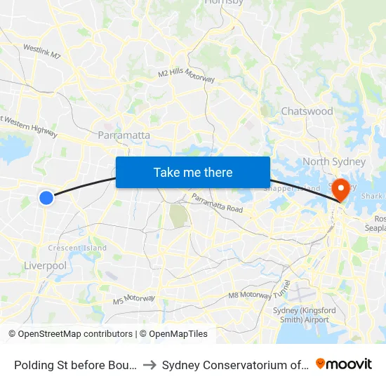 Polding St before Bourke St to Sydney Conservatorium of Music map