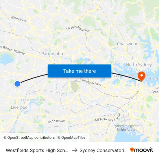 Westfields Sports High School, Hamilton Rd to Sydney Conservatorium of Music map