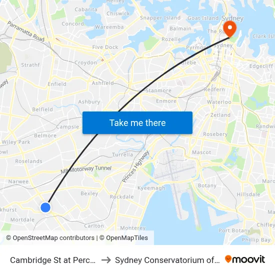 Cambridge St at Percival St to Sydney Conservatorium of Music map