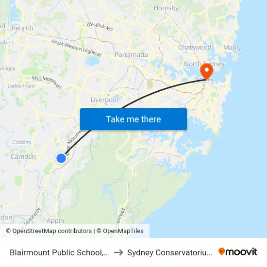 Blairmount Public School, Badgally Rd to Sydney Conservatorium of Music map