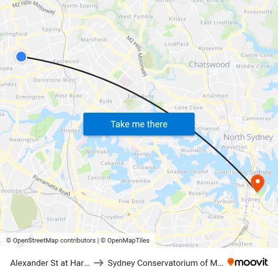 Alexander St at Hart St to Sydney Conservatorium of Music map