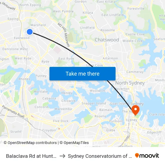 Balaclava Rd at Hunts Ave to Sydney Conservatorium of Music map