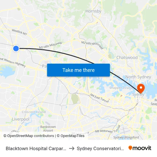 Blacktown Hospital Carpark, Marcel Cres to Sydney Conservatorium of Music map
