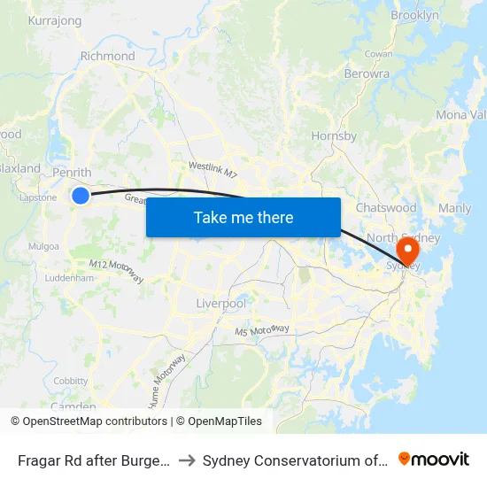 Fragar Rd after Burgess Rd to Sydney Conservatorium of Music map