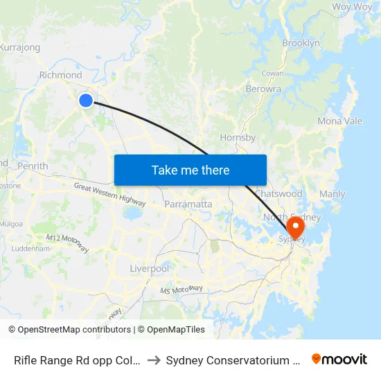 Rifle Range Rd opp Collith Ave to Sydney Conservatorium of Music map