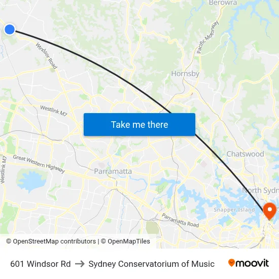 601 Windsor Rd to Sydney Conservatorium of Music map