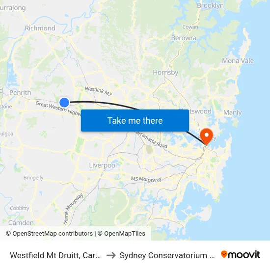 Westfield Mt Druitt, Carlisle Ave to Sydney Conservatorium of Music map