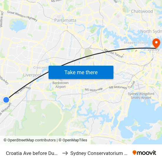 Croatia Ave before Dunkirk Rd to Sydney Conservatorium of Music map
